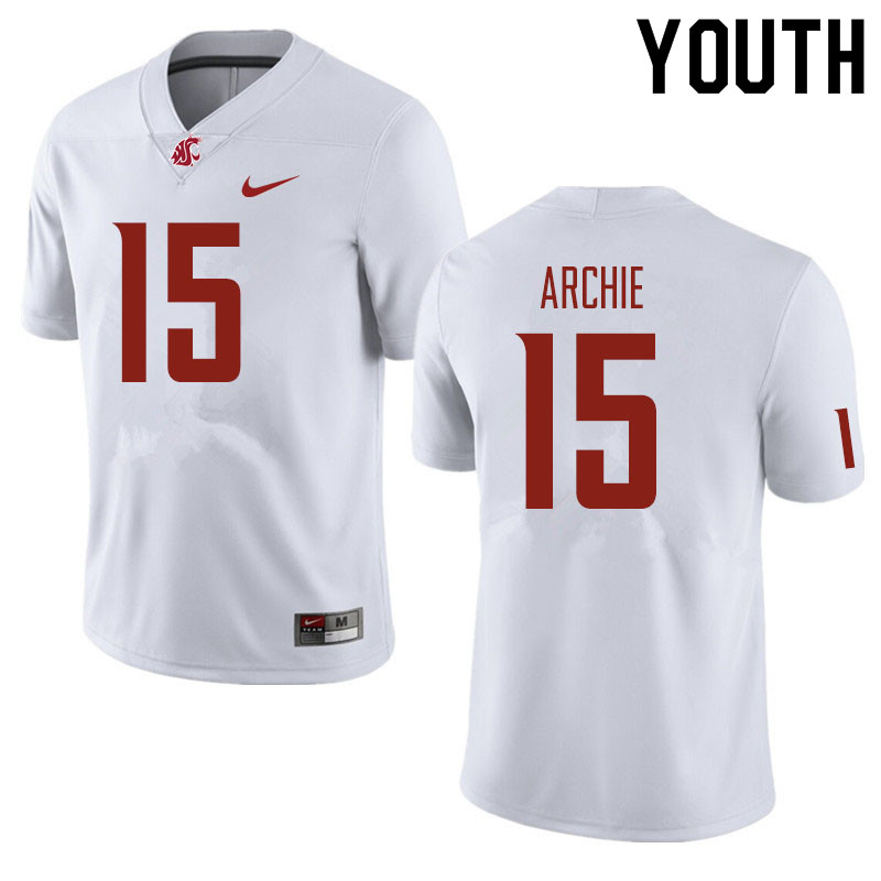 Youth #15 Armauni Archie Washington State Cougars Football Jerseys Sale-White - Click Image to Close